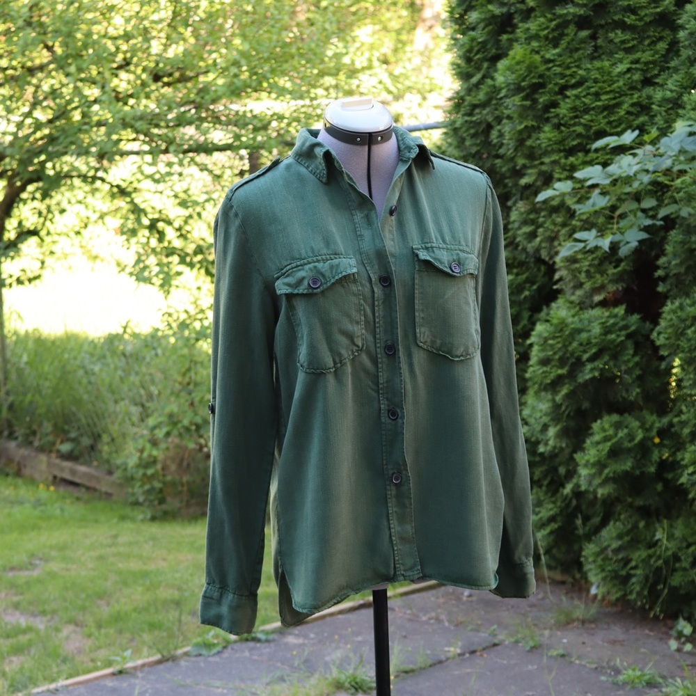 WORN ON SUPERNATURAL - Zara Woman Green Collared Shirt Worn By Mary Winchester